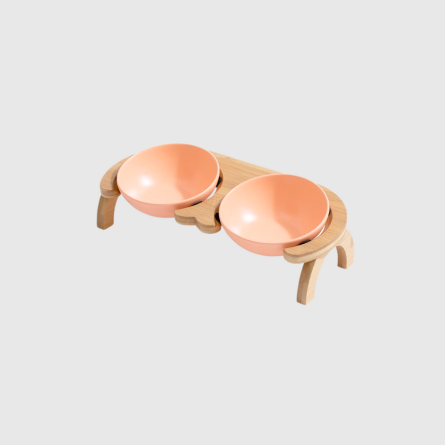 Bun's Tilted Twin Pet Bowl - Harmony Stand (Coral Blush)