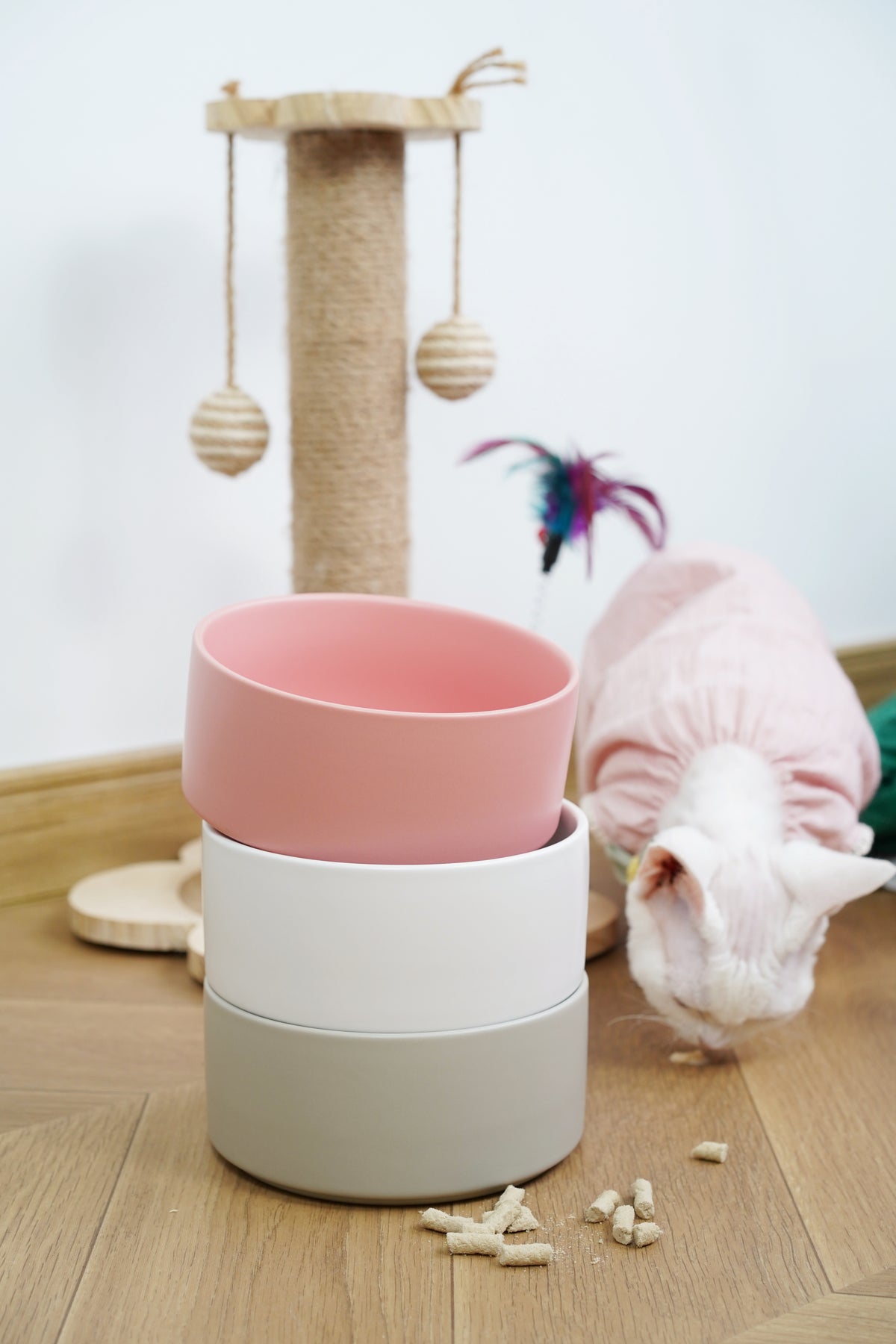 Sophie's Classic Twin Pet Bowl - Bamboo Embrace (Rose Pink)