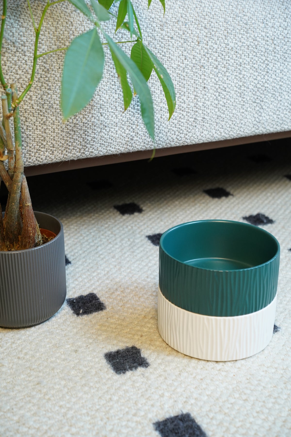 Sophie's Classic Pet Bowl - Rhythmic Lines (Forest Green)