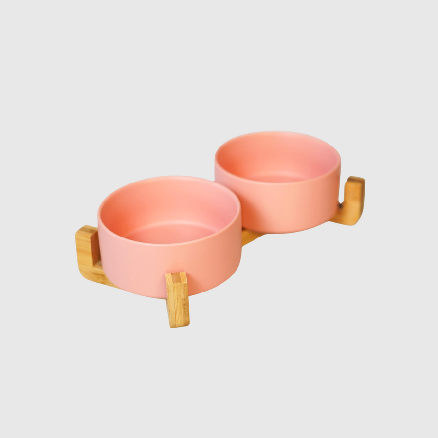 Sophie's Classic Twin Pet Bowl - Bamboo Embrace (Rose Pink)