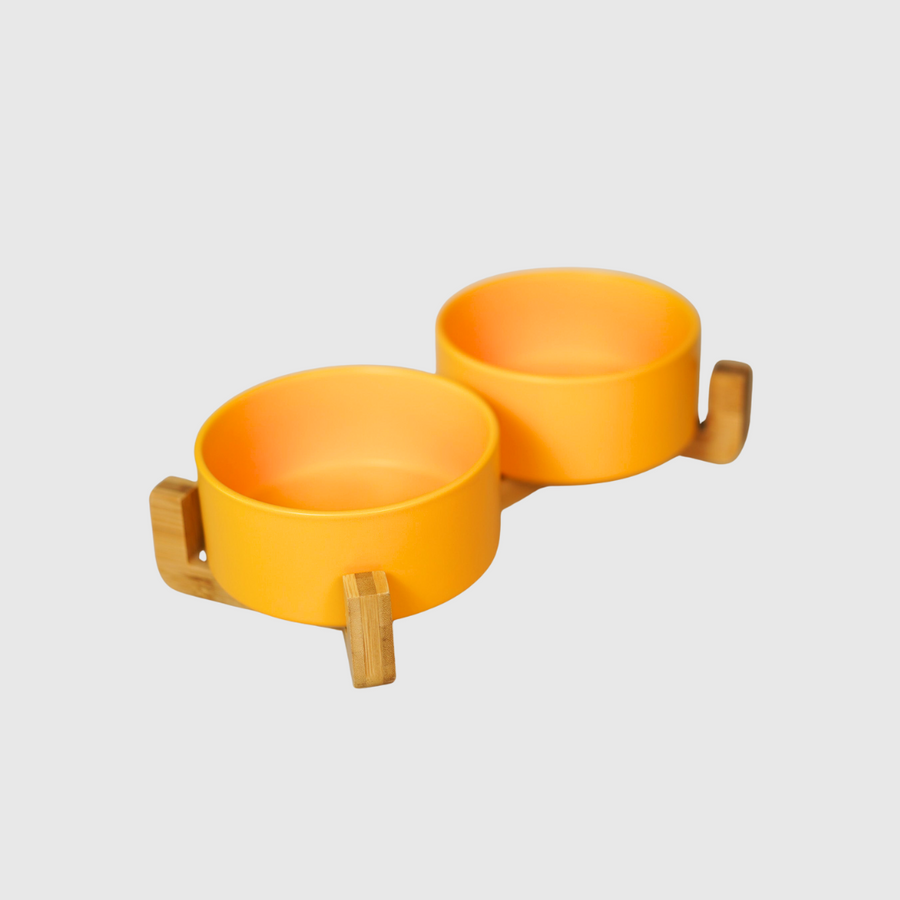 Sophie's Classic Twin Pet Bowl - Bamboo Embrace (Honey Yellow)